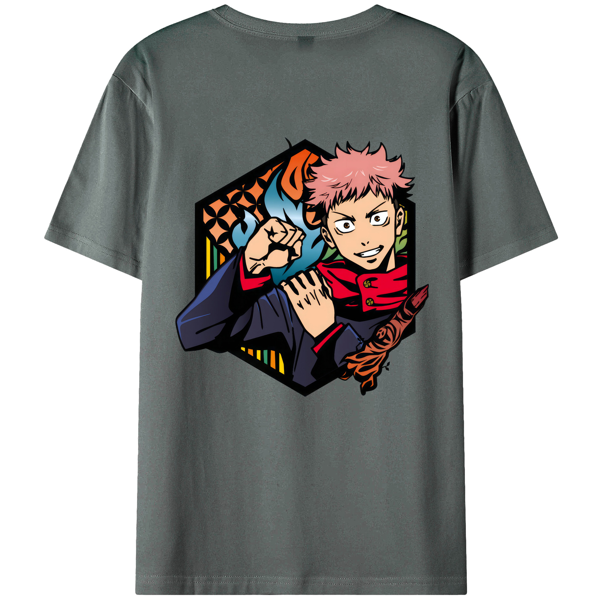 （画像用） 呪術廻戦 Jujutsu Kaisen 綿100％ メンズ半袖Tシャツ（バックプリント） 通気性
